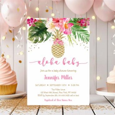 Pineapple Pink Gold Floral Aloha
