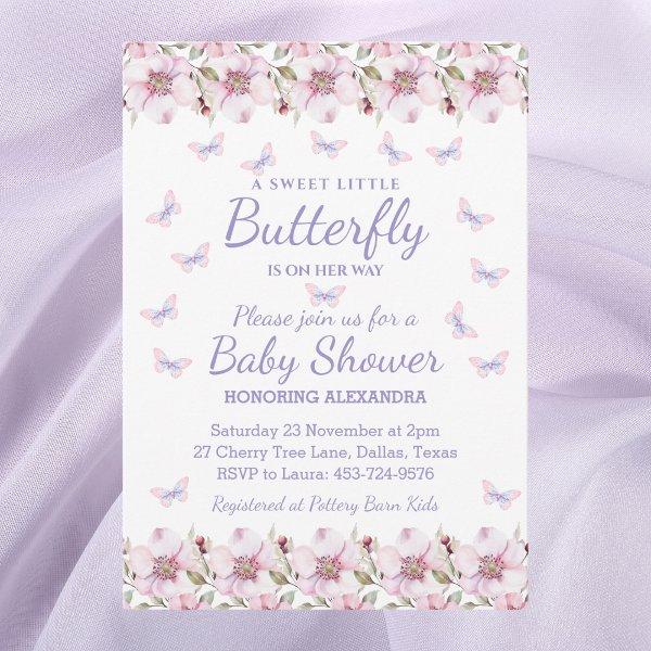 Pink A Little Butterfly Girl Floral