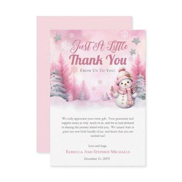 Pink A Little Snowflake | Snow Girl Baby Shower Thank You Card