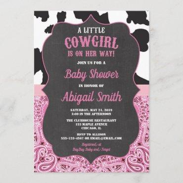pink and black cowgirl baby shower girl invitation
