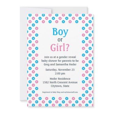 Pink and Blue Diagonal Dot Gender Reveal Shower