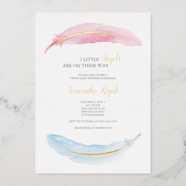 Pink and Blue Watercolor Baby Shower Foil