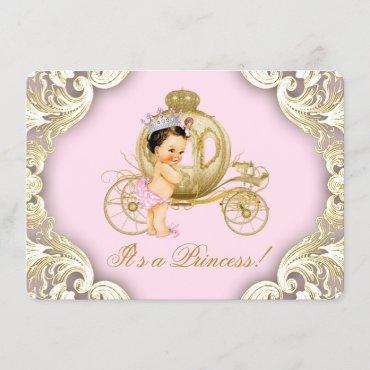 Pink and Gold Carriage Royal Princess Baby Shower Invitation