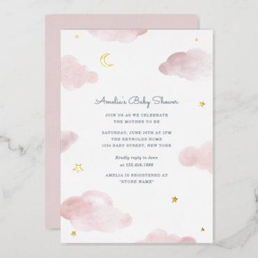 Pink and Gold Foil Sweet Dreams Baby Shower Invite