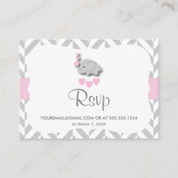 Pink and Gray Elephant Baby Shower - RSVP Email Enclosure Card