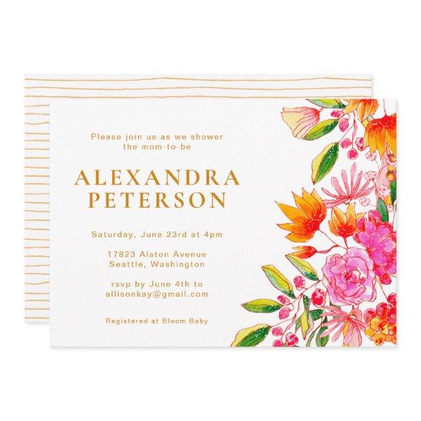 Pink and Orange Watercolor Floral