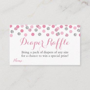Pink and Silver Glitter Diaper Raffle Ticket Cards