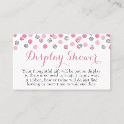 Pink and Silver Glitter Display Shower Insert Card
