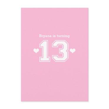 Pink Athletic 13 Number Birthday Party