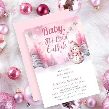 Pink Baby It's Cold Outside Snow Girl