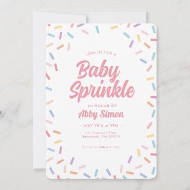 Pink Baby Sprinkle Rainbow Sprinkles Invitation