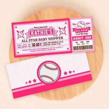 Pink Baseball Ticket Pass