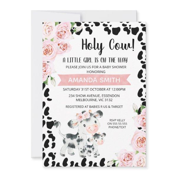 Pink Black Holy Cow Floral Cow Print
