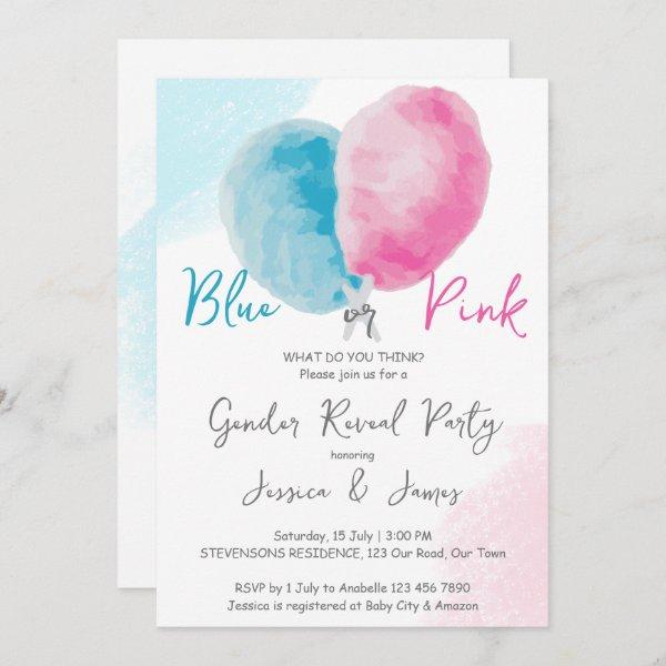 Pink blue gender reveal party invite blue or pink