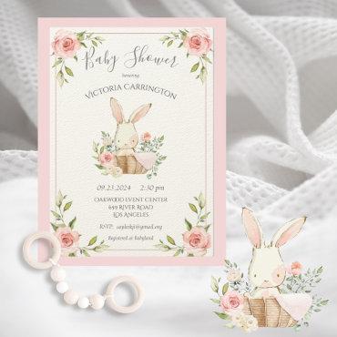 Pink Blush Floral Bunny Rabbit