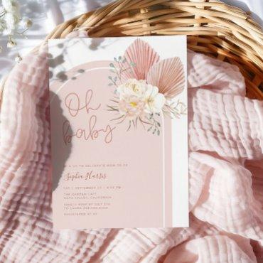 Pink Boho Arch Oh Baby Shower