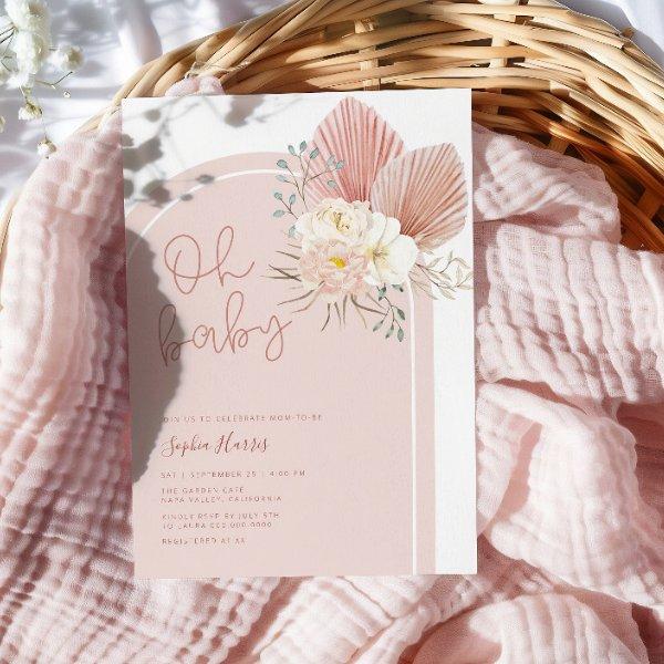 Pink Boho Arch Oh Baby Shower