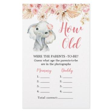 Pink Boho Elephant Baby Shower How Old Parents