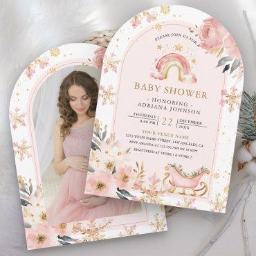 Pink Boho Rainbow Winter Photo