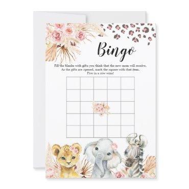Pink Boho Safari Party Animals Girl Baby Bingo