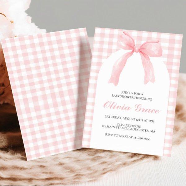 Pink bow and gingham preppy