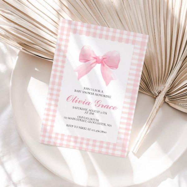 Pink bow and gingham preppy