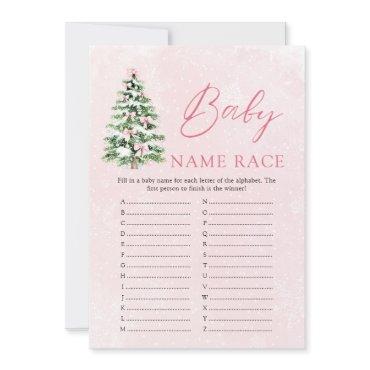 Pink Bow Christmas Baby Name Race Baby Shower Game