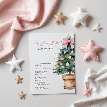 Pink Bow Christmas Tree Merry Little