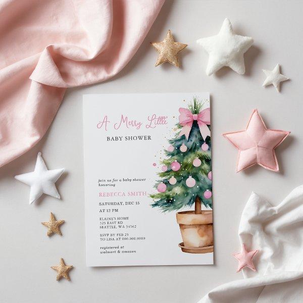 Pink Bow Christmas Tree Merry Little
