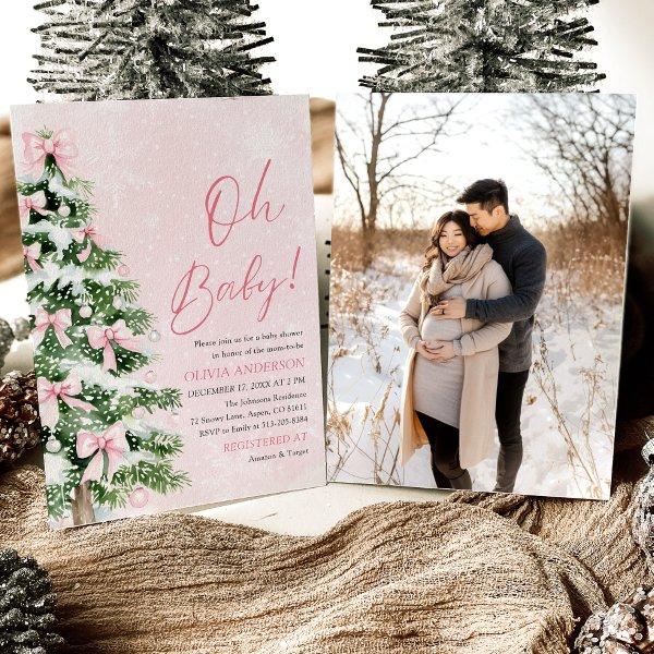Pink Bow Girl Christmas Tree Oh Baby