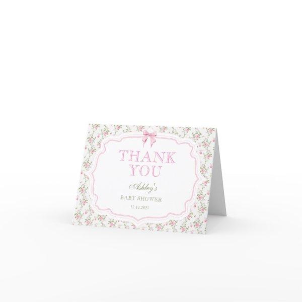 Pink Bow Love Shack Cute Baby Shower Thank You