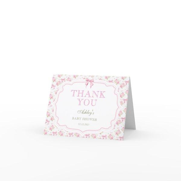 Pink Bow Love Shack Girl Baby Shower Thank You