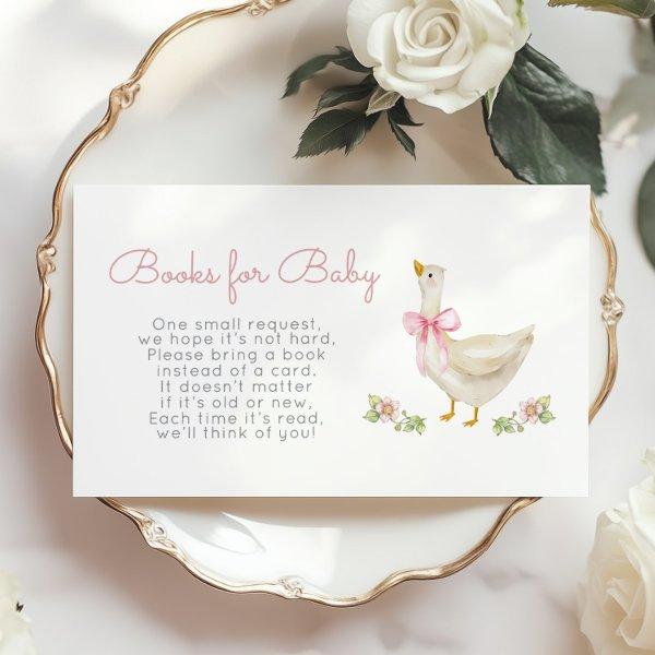 Pink Bow Silly goose Books for baby ticket Enclosure Card