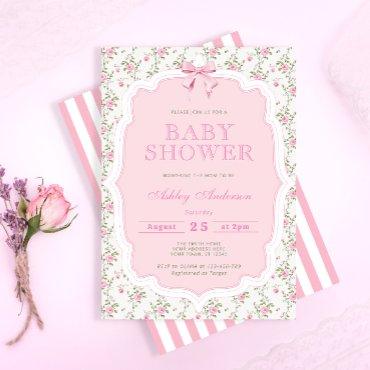 Pink Bow Vintage Roses Elegant Girl
