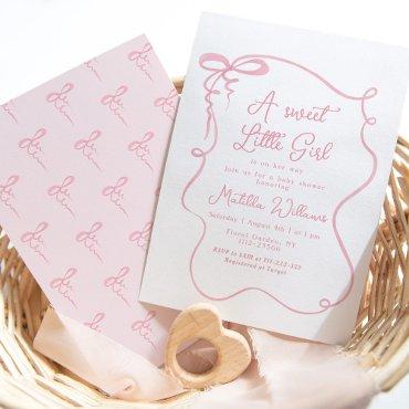 Pink bow whimsical wavy frame girl