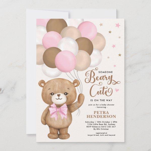 Pink Brown Beary Cute Teddy Bear Girl