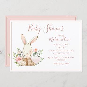 Pink Bunny Forest Watercolor Cute