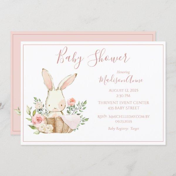 Pink Bunny Forest Watercolor Cute