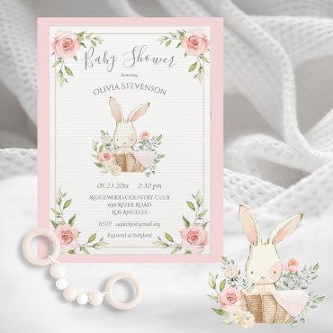 Pink Bunny Rabbit Columned Paper