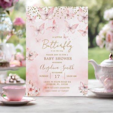 Pink Butterfly Baby Shower Girl