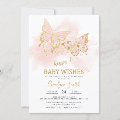 Pink Butterfly Baby Shower Invitation Template