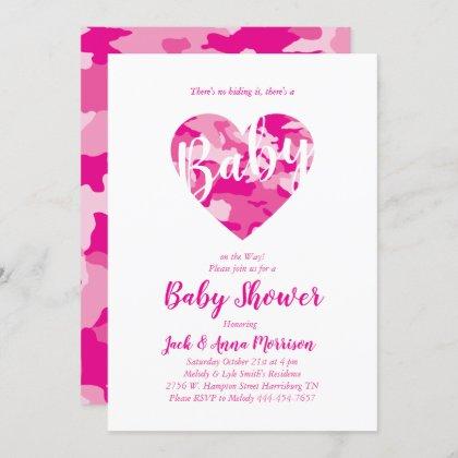 Pink Camo Baby Shower Camouflage Country Girl Invitation