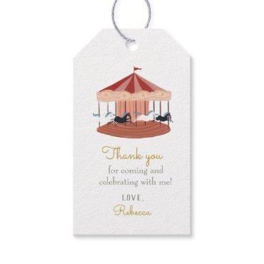 Pink Carousel Birthday Favor Gift Tags