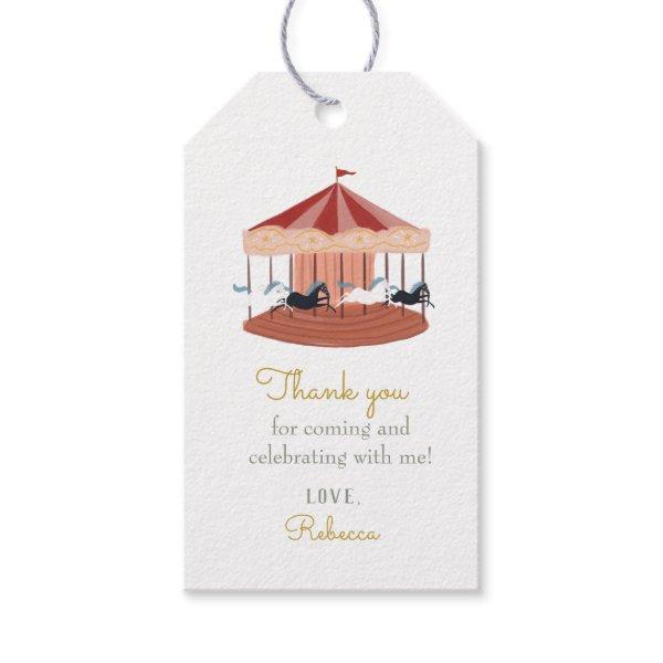 Pink Carousel Birthday Favor Gift Tags