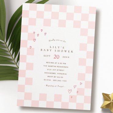 Pink Checkerboard | Cute Hearts Girl