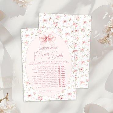 Pink Chic Floral Mommy or Daddy Baby Shower Game