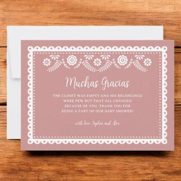 Pink Cielito Lindo Baby Shower Muchas Gracias Thank You Card