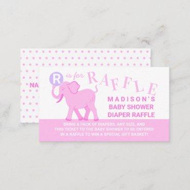 Pink Circus Cute Elephant Diaper Raffle Ticket Enclosure Card
