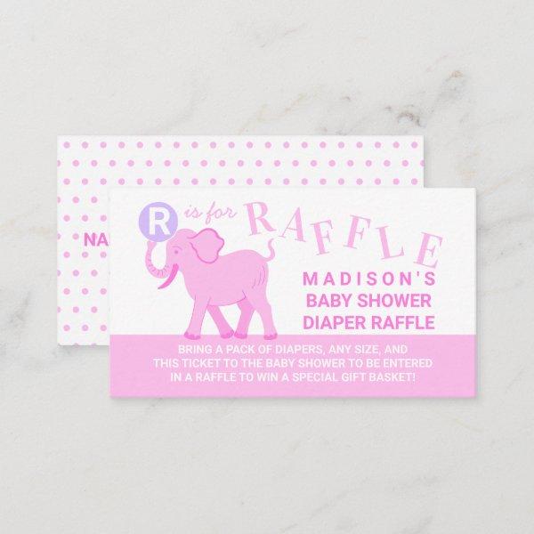 Pink Circus Cute Elephant Diaper Raffle Ticket Enclosure Card