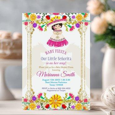 Pink Colorful Mexican Floral Fiesta Baby Shower
